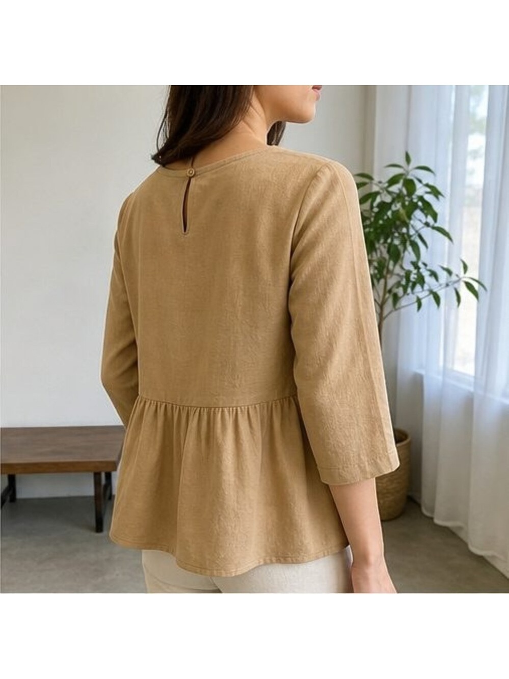 Camel Button Blouse - Picture 3 of 6